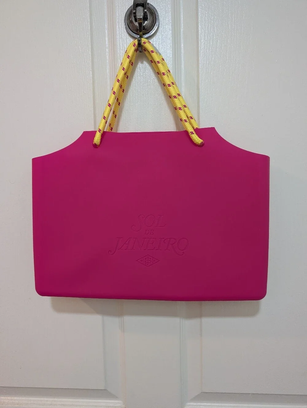 Sol de Janeiro Neoprene Shoulder Bag | Hot Pink | Yellow Rope Handles | NWT